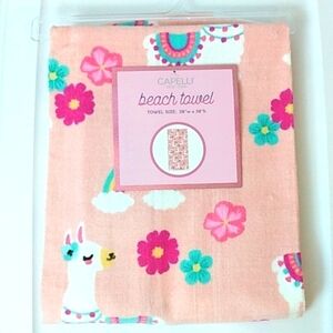 CAPELLI NEW YORK WHITE UNICORNS & RAINBOWS BEACH TOWEL SIZE 28W X 58H NWT